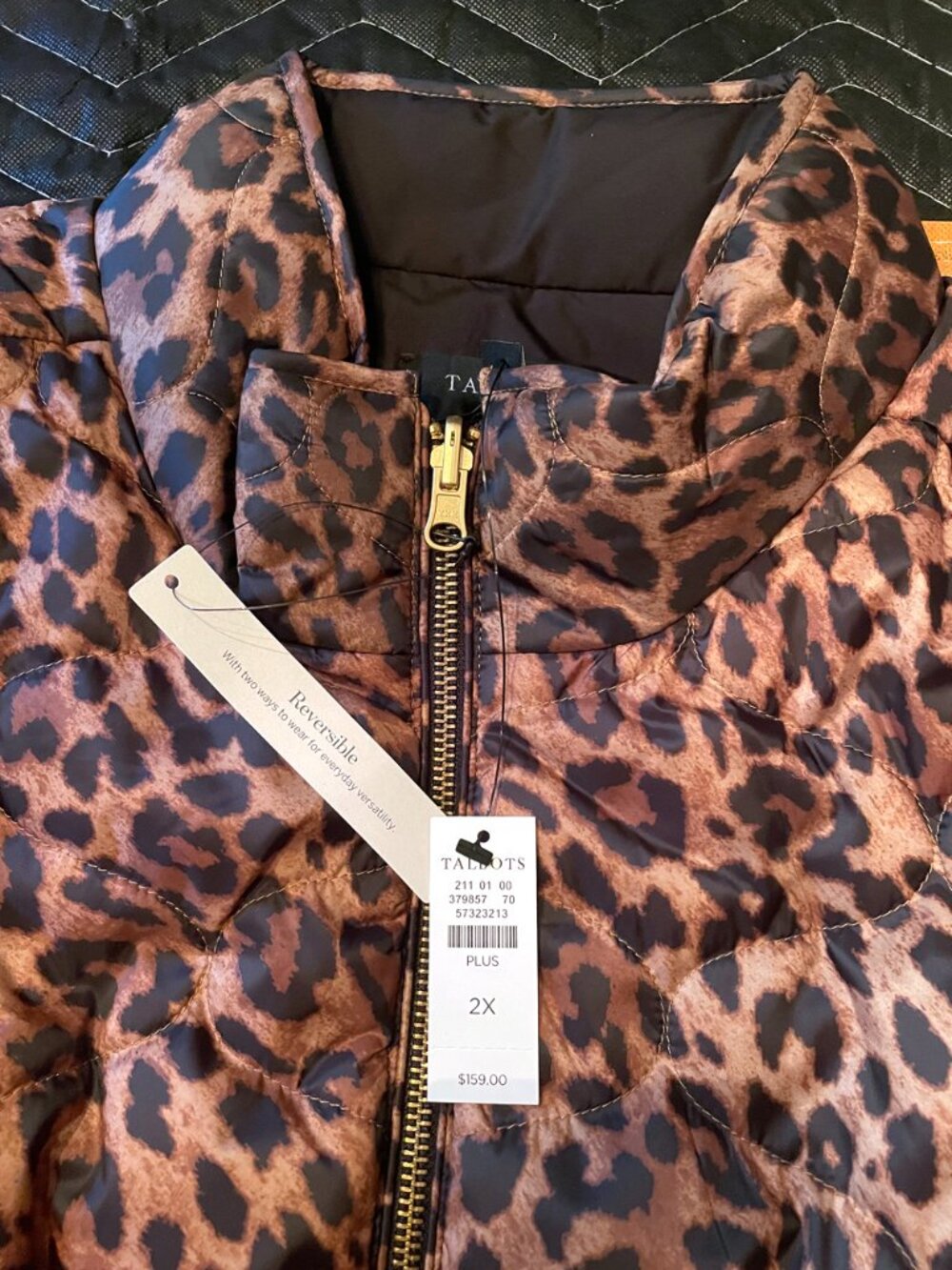 NWT Talbots Reversible Animal Print Quilted Puffer Jacket – Plus Size 2X